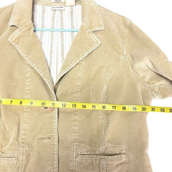 St. John's Bay Courduroy Blazer Women's XL Tan Classic Retro MOD Modern Utility - Picture 7 of 9